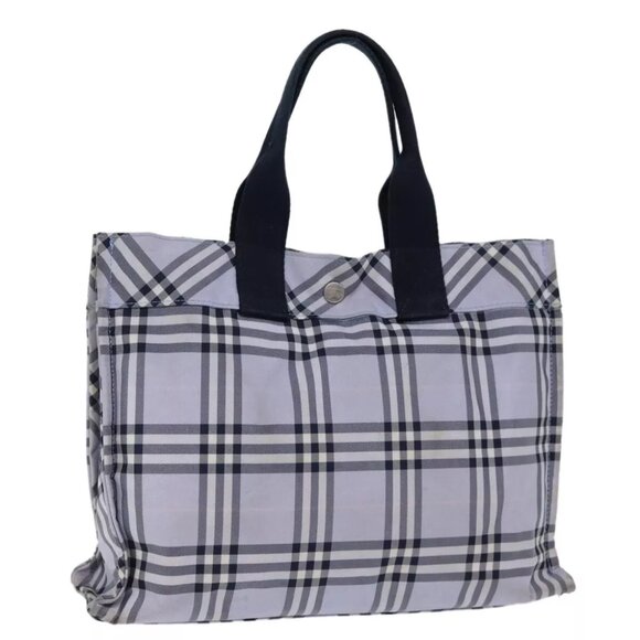 BURBERRY Nova Check Blue Label Hand Bag Nylon Blue - Picture 1 of 11